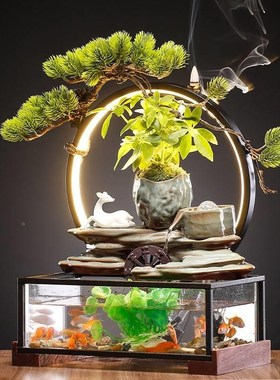 时来运转流水摆件招礼财流水开生财摆件创意喷泉循环乔水车鱼缸家