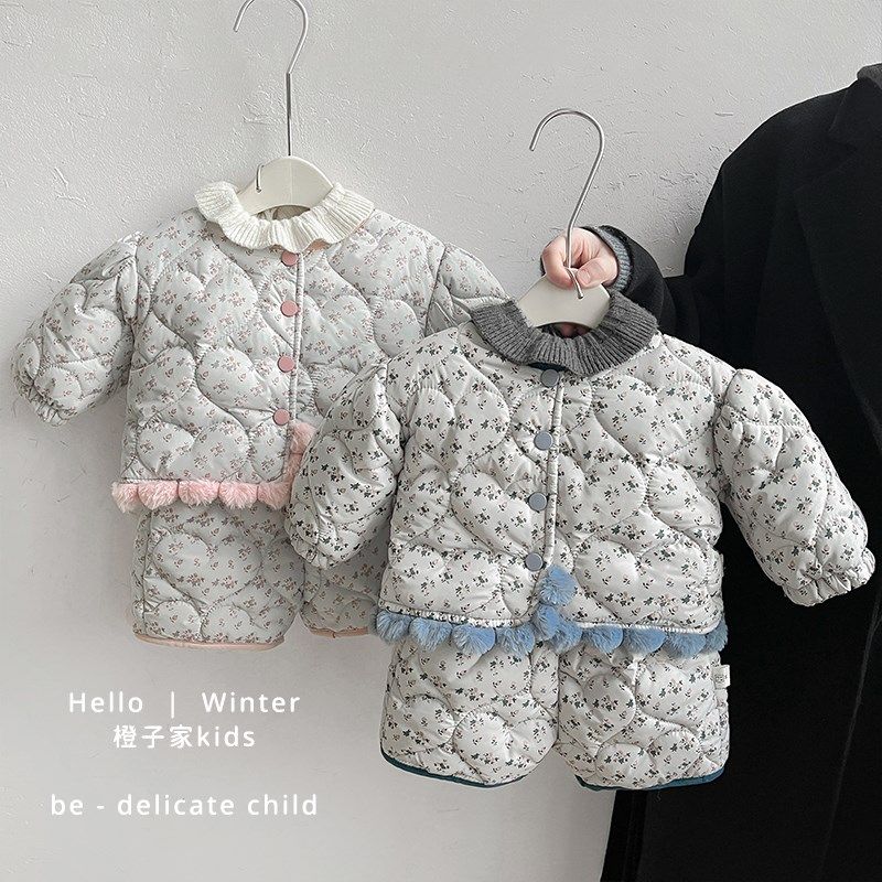 女宝宝冬季加厚棉衣套装洋气小女孩夹棉碎花棉袄外套婴儿保暖短裤,童装/婴儿装/亲子装,套装,淘宝优惠券,粉丝福利购,淘宝优惠卷