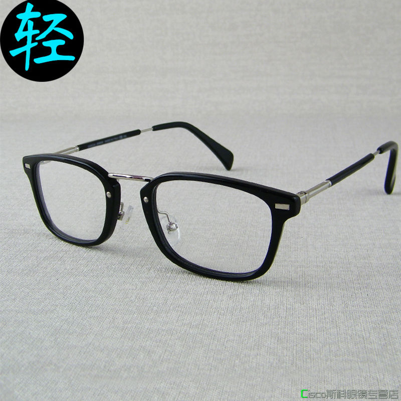 宽脸近视眼镜框男女款潮大圆脸方脸复古超轻弹簧腿板材全框眼镜架