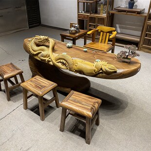 胡桃木根雕茶桌原木家用茶海实木树根茶台木雕树桩茶桌根雕茶几