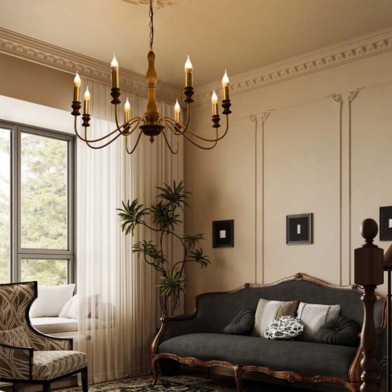 美式复古蜡烛灯吊灯客厅灯大厅主灯卧室灯法式洋房别墅楼梯灯灯具