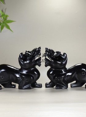 天然黑墨玉动物貔貅桌面摆件现代客厅简约摆放朋友祝福礼物工艺品