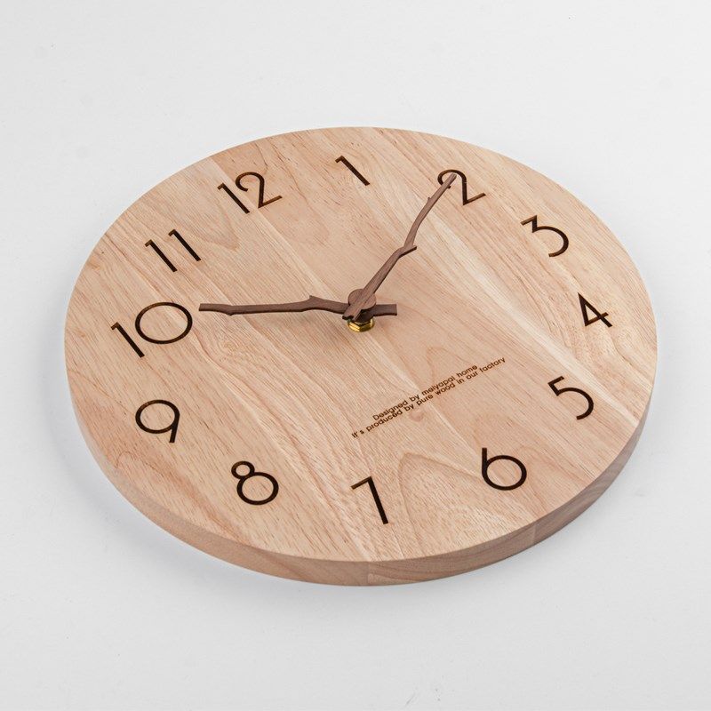 圆形实木钟表挂钟客厅家用挂墙机芯时钟现代简约轻奢大气静音壁钟