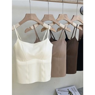 冰丝裸感吊带内衣固定一体带胸垫防走光抹胸内搭女士显瘦背心