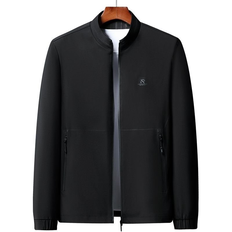 爸爸春秋装外套商务休闲中年男士上衣秋季中老年人男款立领夹克衫