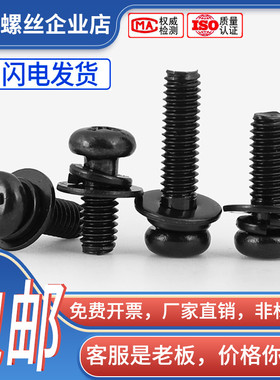 M5M6M8黑色304不锈钢十字圆头组合螺丝螺栓盘头螺钉*x16x20x35x50