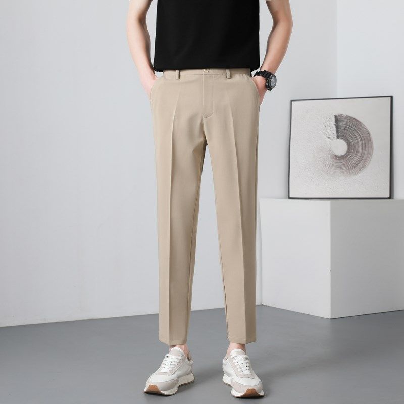 2023西裤男直筒垂感九分男生小西裤夏季休闲潮流修身小脚西装裤男