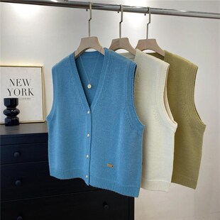 高货特大码300斤法式洋气v领无袖马甲针织开衫女春秋胖MM叠穿马夹