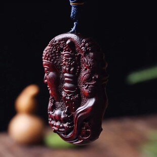 小叶紫檀雕刻一念之间精雕汽车挂件文玩工艺品吊坠手把件随身配饰
