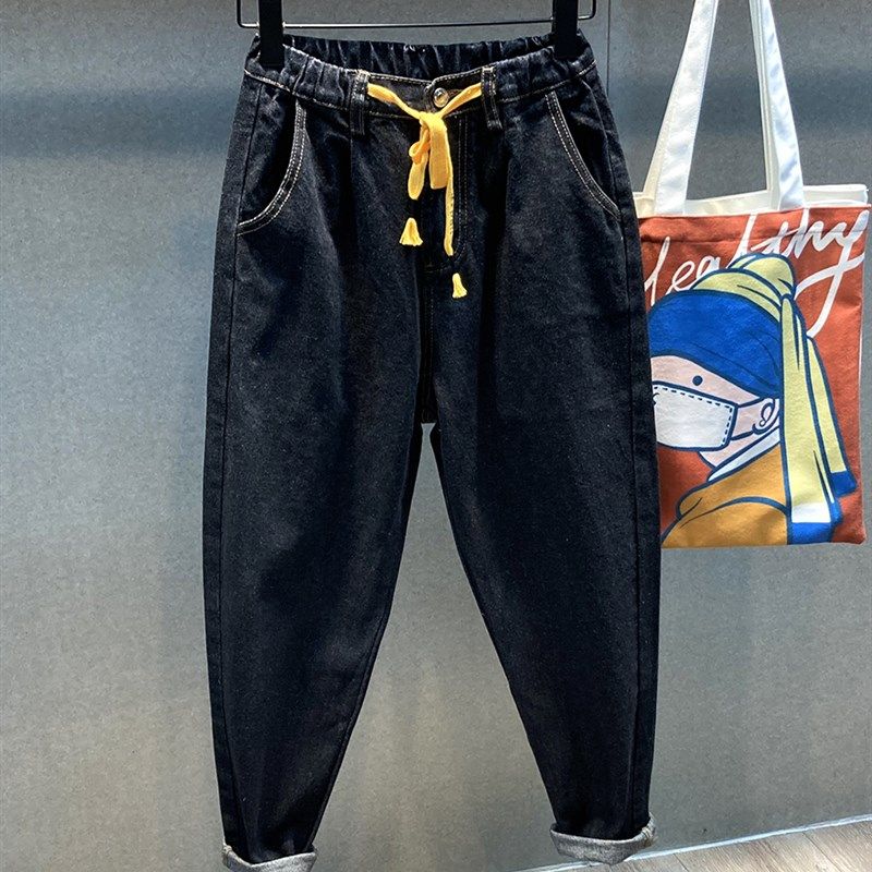 黑色裤子男夏季牛仔裤男直筒宽松九分哈伦裤男萝卜锥形老爹裤阔腿,男装,牛仔裤,淘宝优惠券,粉丝福利购,淘宝优惠卷