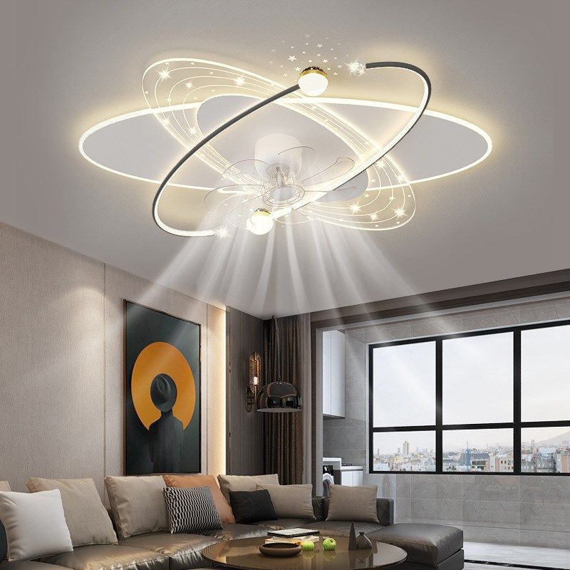 风扇客厅灯2023简约现代大气可摇头电扇灯客厅主灯广东中山灯具