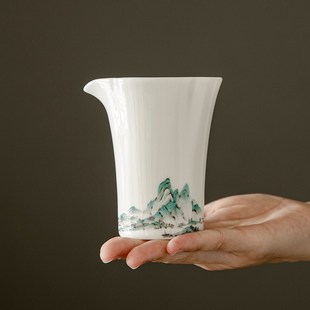 锦绣江山公道杯陶瓷茶海家用简约大号分茶器白瓷功夫茶具泡茶公杯