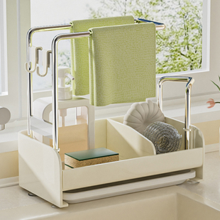 厨房多功能置物架壁挂式 抹布沥水架钢丝球洗碗海绵刷子收纳神器