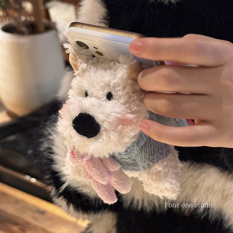 西高地手机背夹斜挎挂绳手机壳通用可爱毛绒玩偶手机装饰新年礼物,节庆用品/礼品,创意玩偶,淘宝优惠券,粉丝福利购,淘宝优惠卷