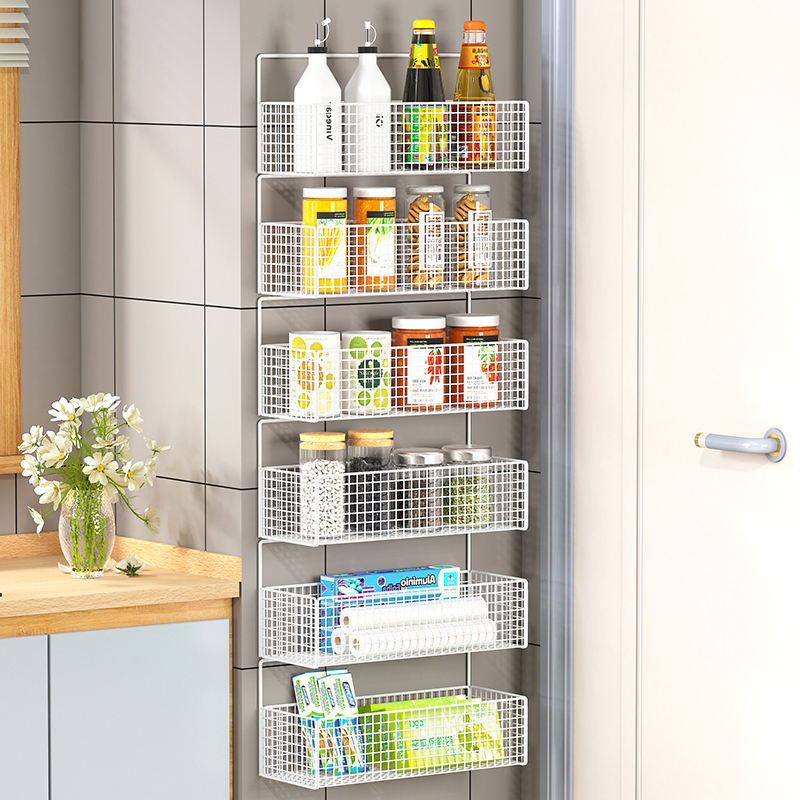 厨房置物架免打孔壁挂式门后多功能收纳架墙上吊架调料品多层架子
