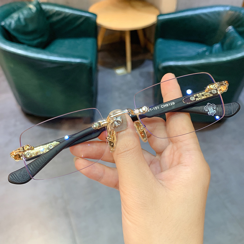 新品简丹萝心无框眼镜男女潮时尚超轻商务近视护目眼镜防蓝光