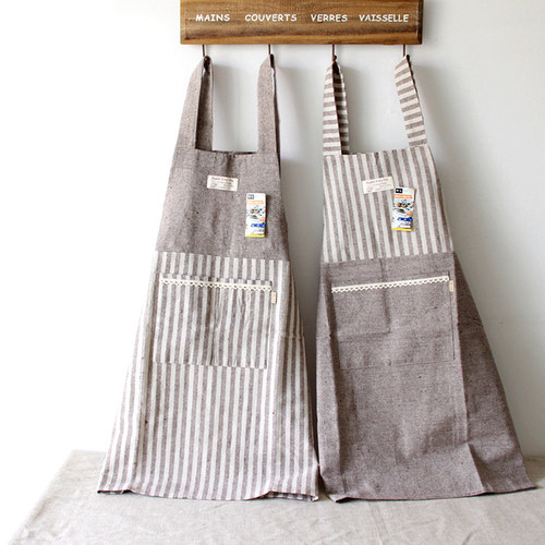 围裙日式家用厨房纯棉麻韩版男女时尚防水防油做饭工作服定制logo