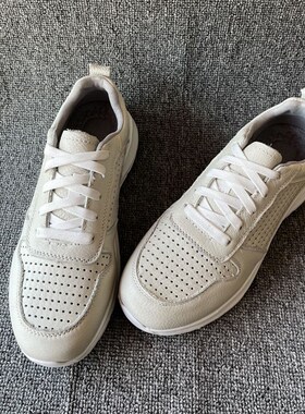 头层牛皮打孔男鞋白色休闲鞋系带舒适透气运动夏季新款老爹鞋百搭