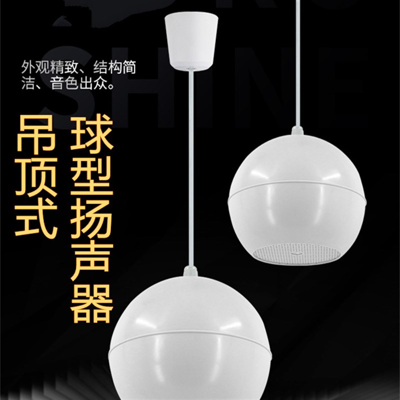 公共广播吊顶式球型扬声器悬吊音箱背景音乐室内吊装悬挂定压喇叭