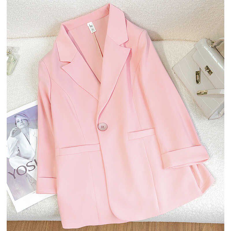 女夏季气质西装外套薄款高级感修身西服七分袖休闲小西服