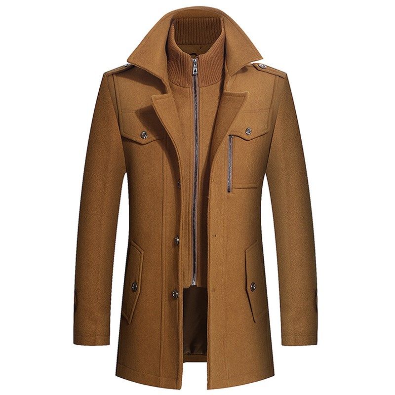 男士风衣外套秋冬季羊毛大衣男中长款中老年休闲呢子男装加大码