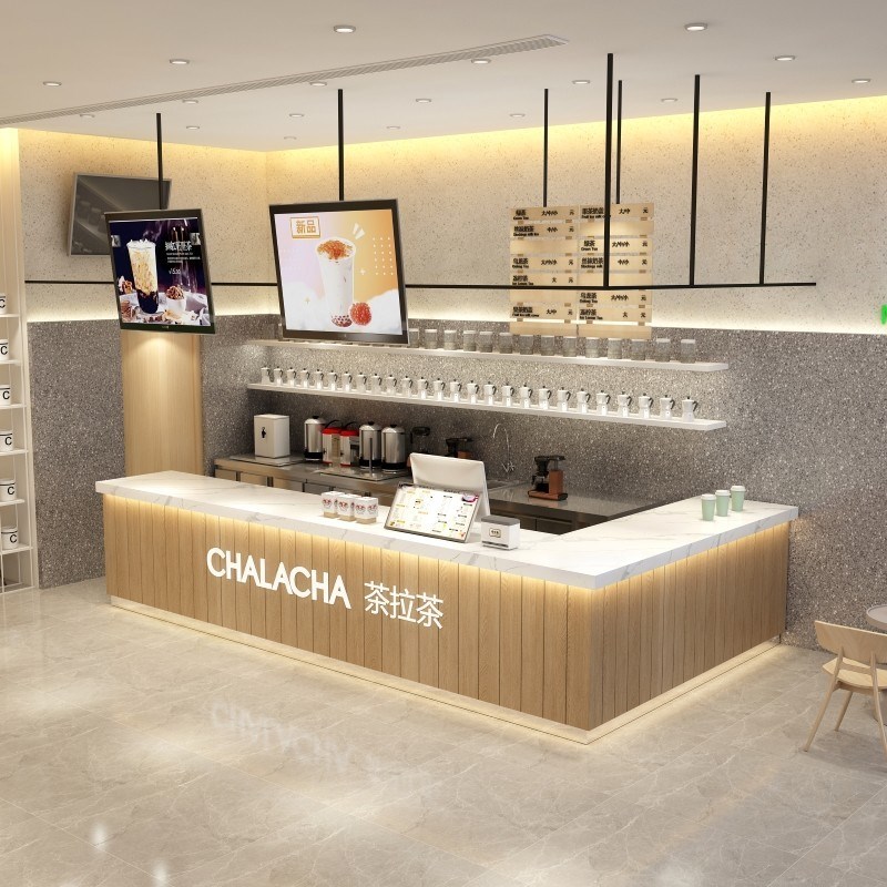 简约奶茶店咖啡店j酒吧吧台现代轻奢美容院服装店收银台水果店柜