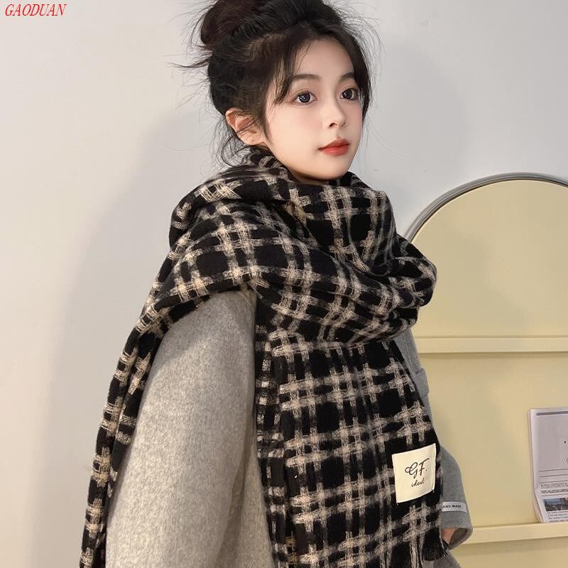 格子围巾冬季女2024新款高级感韩版百搭保暖大披肩羊绒围脖情侣