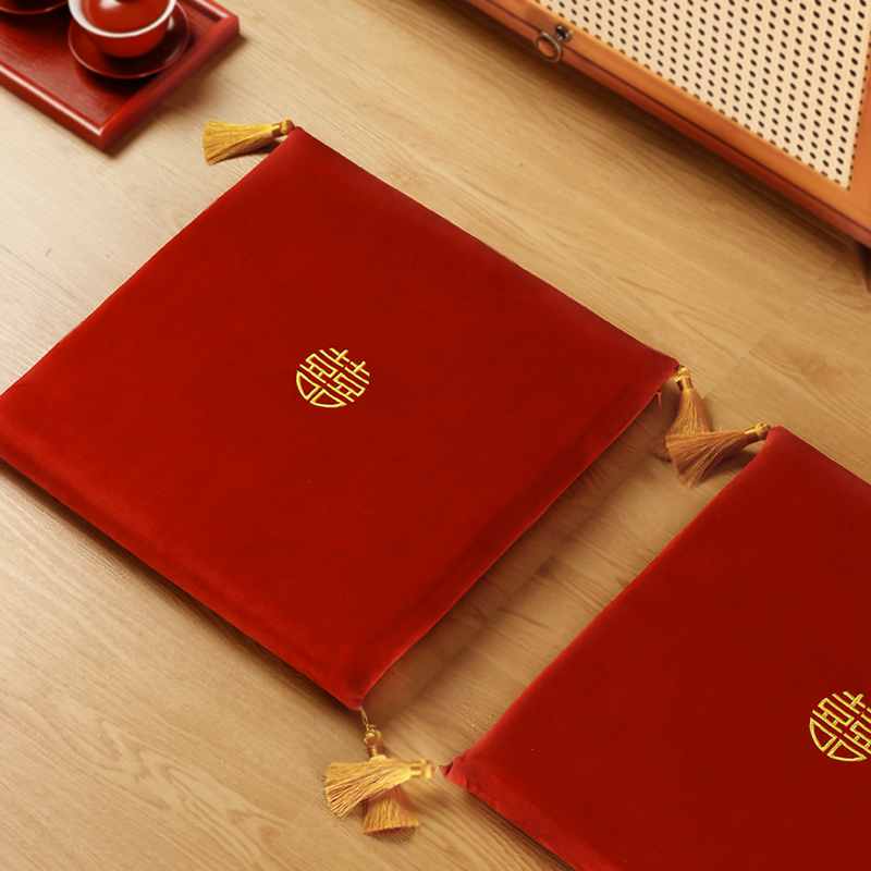 喜庆中国风结婚跪垫红色敬茶喜字婚礼用品新娘拜堂成亲垫子坐垫