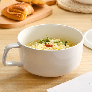 陶瓷泡面碗带盖带把面碗保鲜碗骨瓷碗泡面杯学生便当微波炉专用碗