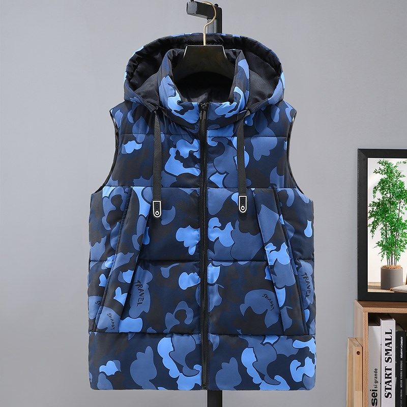 2023新款羽绒棉迷彩马甲男外套加肥加大码加厚保暖棉坎肩马夹背心