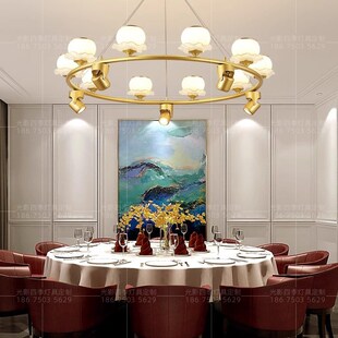 大包厢带射灯定制灯具餐饮包间吊灯简约现代玻璃罩环饭店餐桌酒店