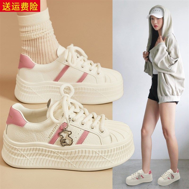 网红增高甜美轻便小白鞋女2025夏季新款显小脚瘦休闲运动简约女鞋
