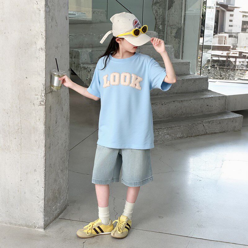 女童牛仔短裤夏装2025新款儿童五分裤夏季女孩中裤大童女装两件套