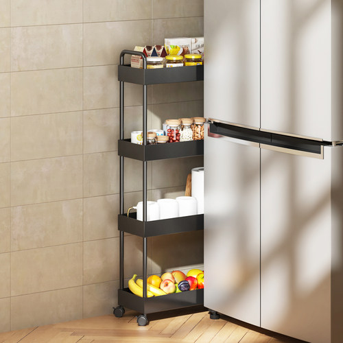 金属烤漆窄缝置物架冰箱缝隙架超窄13CM卧室厨房客厅小推车收纳架