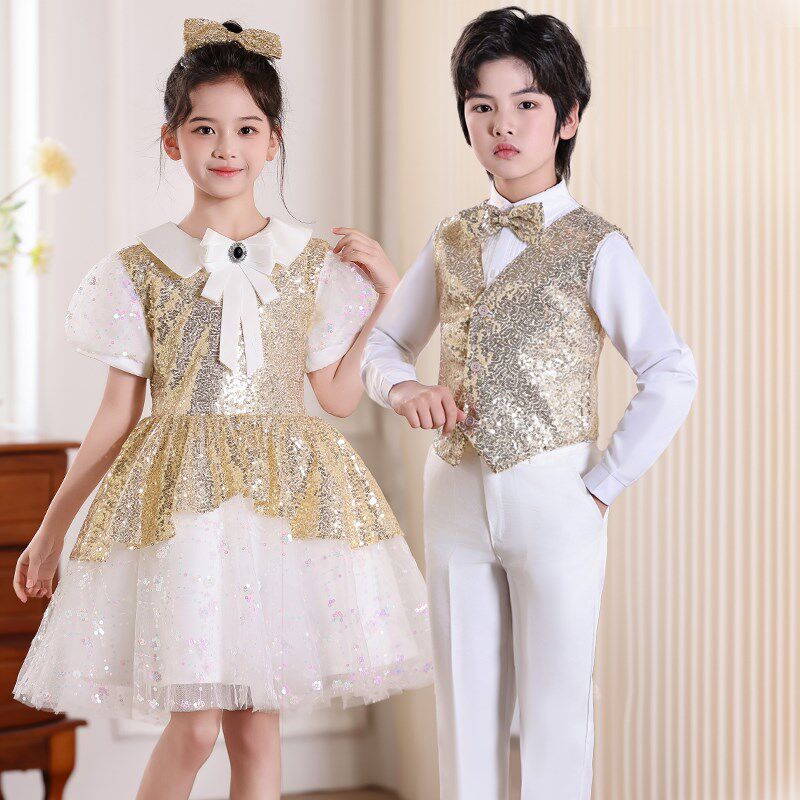 六一儿童合唱服中小学生红歌诗朗诵比赛钢琴表演大合唱团演出服装