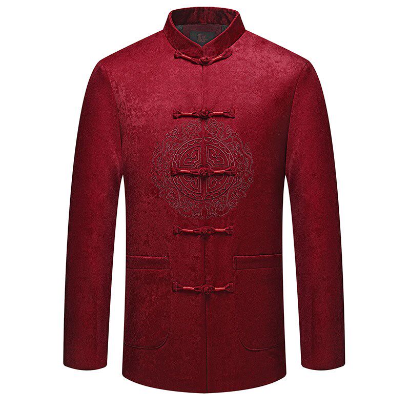 中老年人唐装男中式礼服爷爷春秋装外套中国风喜庆祝寿衣服父亲装