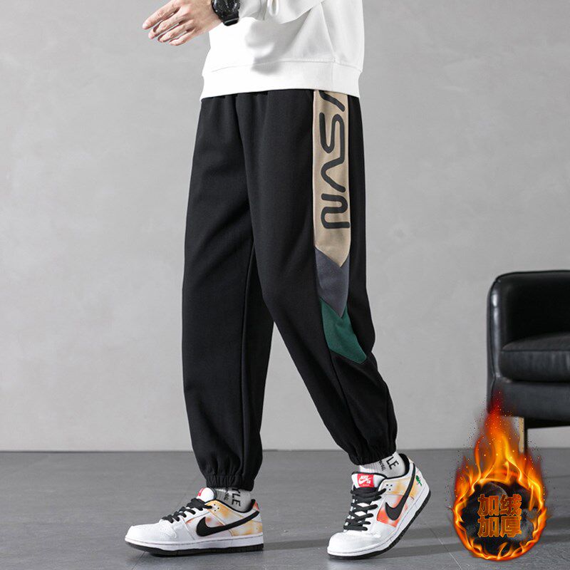 秋冬季青少年纯棉长裤男孩子初中学生帅气运动裤大童加绒加厚卫裤