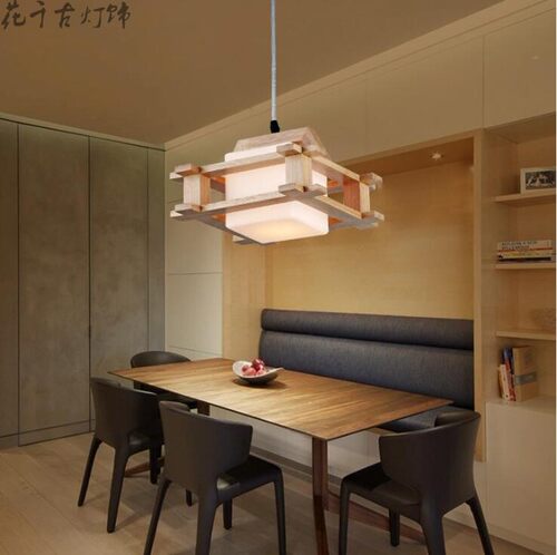 简约日式餐厅3头吊灯创意北欧榻榻米原木卧室灯吧台灯实木led灯具