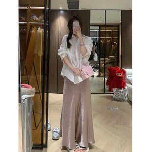 高个子180极简row风紫色流光缎面加长175半身裙夏松紧腰气质长裙