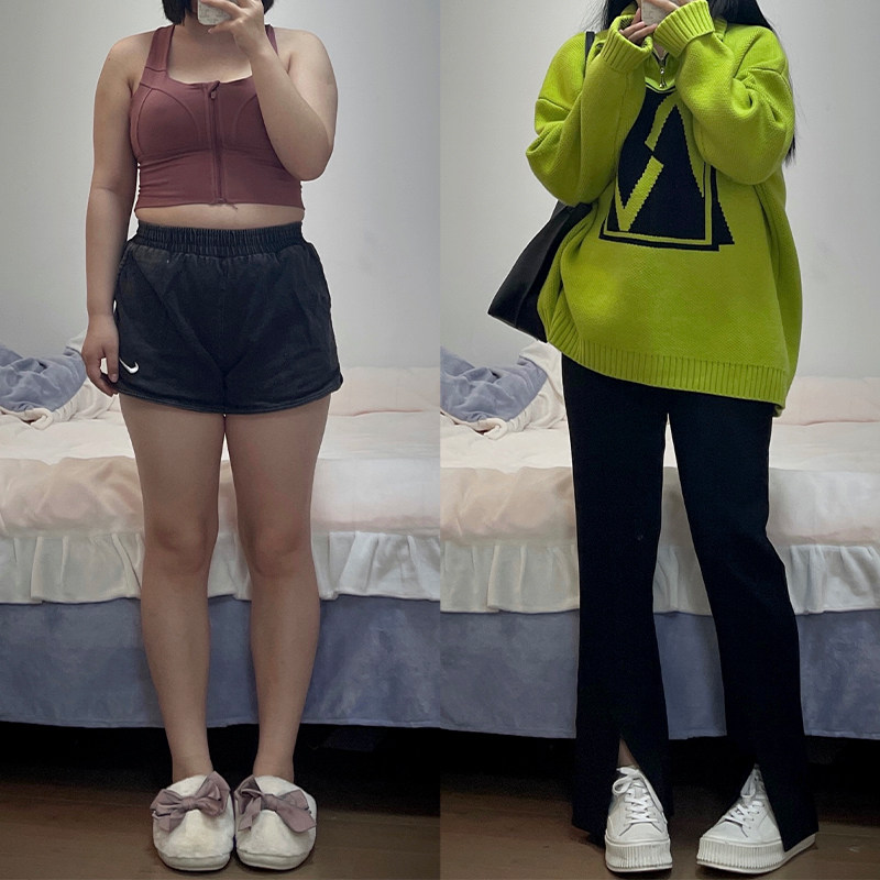 微胖女生穿搭开叉西装裤胖妹妹宽松显瘦不规则休闲裤适合梨形身材