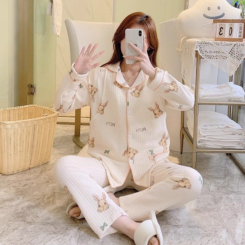 秋冬季孕妇睡衣怀孕期冬天空气棉月子服春秋纯棉产后哺乳款家居服