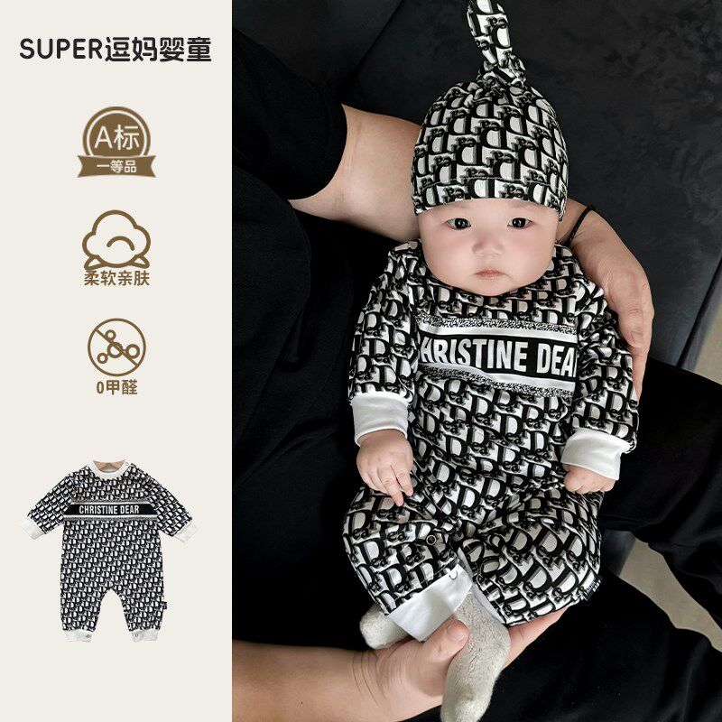 宝宝初秋衣服新生婴儿连体衣秋装韩版洋气婴幼儿潮服满月百天长爬