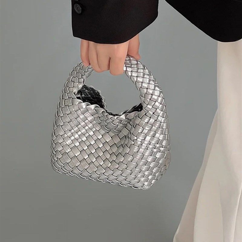 小众设计真皮编织包手提小包包女高级感银色链条包迷你斜挎水桶包,箱包皮具/热销女包/男包,通用款女包,淘宝优惠券,粉丝福利购,淘宝优惠卷