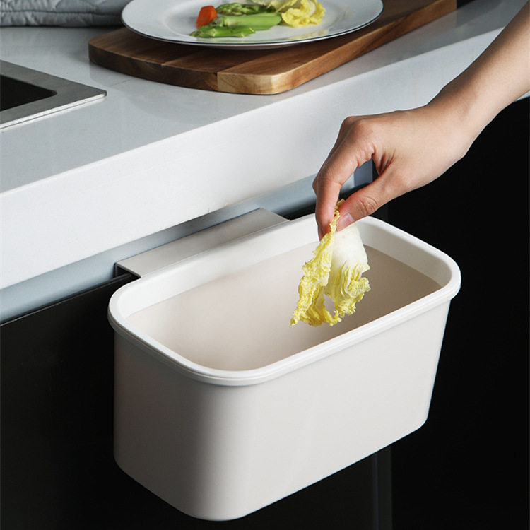 橱柜门悬挂式无盖家用塑料桶床边收纳桶 简约厨房创意台面垃圾桶