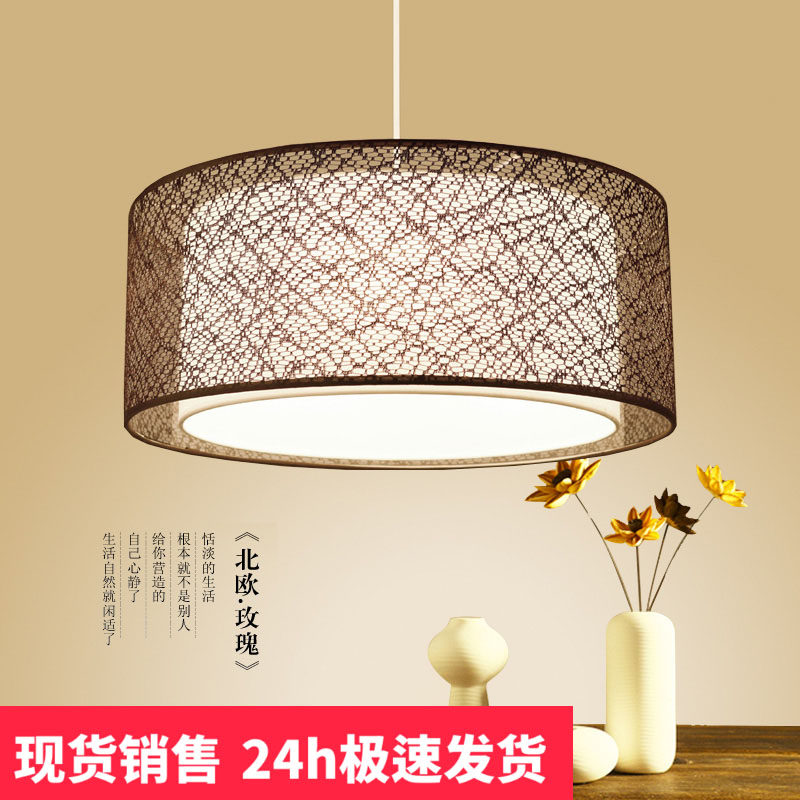 美式乡村布罩吊灯北欧个性餐厅灯布艺灯现代简约卧室X书房创意灯