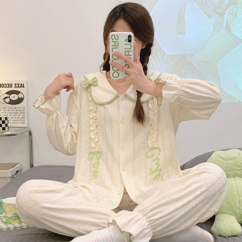 纯棉月子服夏薄款产后可哺乳孕妇睡衣女春秋季长袖产妇喂奶坐月子