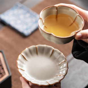 黄汝窑陶瓷主人杯茶杯杯垫家用茶室高端茶具喝茶饮茶品茶待客茶杯