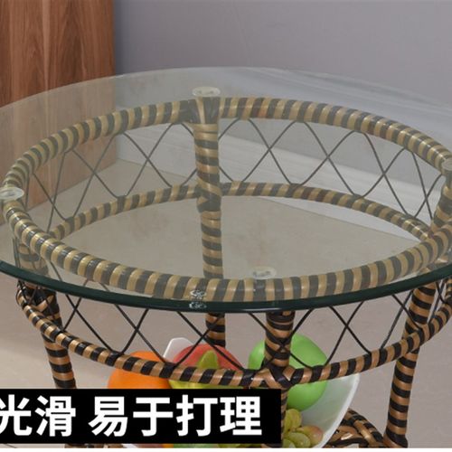 钢化玻璃定做圆桌面小茶几编织藤桌餐桌台面加厚包邮可定制方桌面
