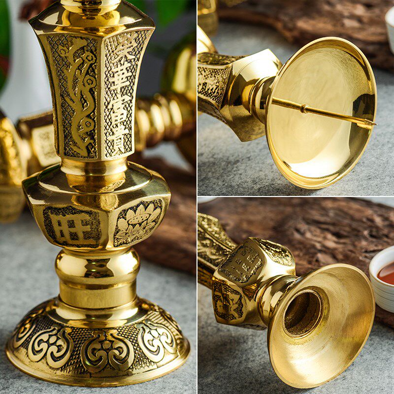 纯铜烛台焟烛台蜡台中式复古摆件婚庆婚礼道具新款铜烛台一对