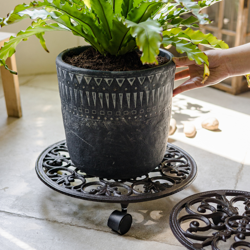 花盆托盘带轮底座托架铸铁花盆架子花架支架盆栽置物架植物摆放架